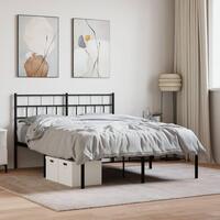 Sengeramme med sengegavl 135x190 cm metal sort