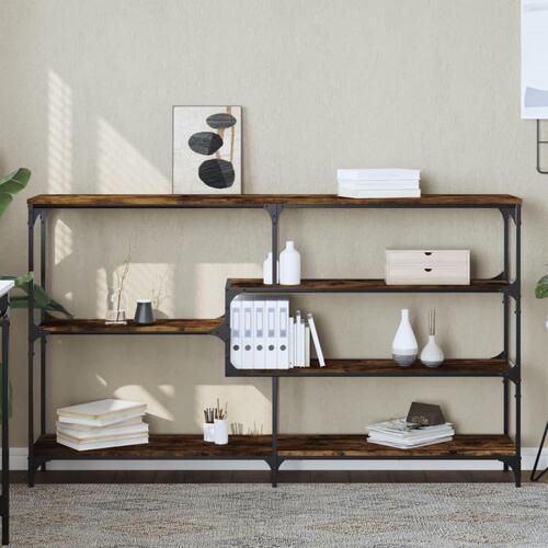 Konsolbord 160x32x95 cm konstrueret træ røget egetræsfarve