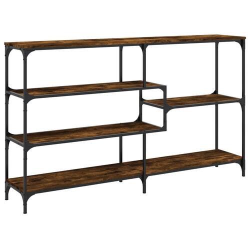 Konsolbord 160x32x95 cm konstrueret træ røget egetræsfarve