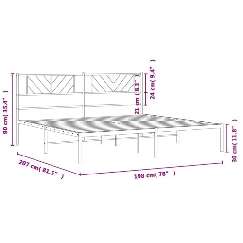 Sengeramme med sengegavl 193×203 cm - metal, hvid
