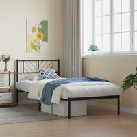 Sengeramme med sengegavl 90x200 cm metal sort