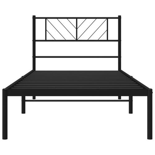 Sengeramme med sengegavl 90x200 cm metal sort