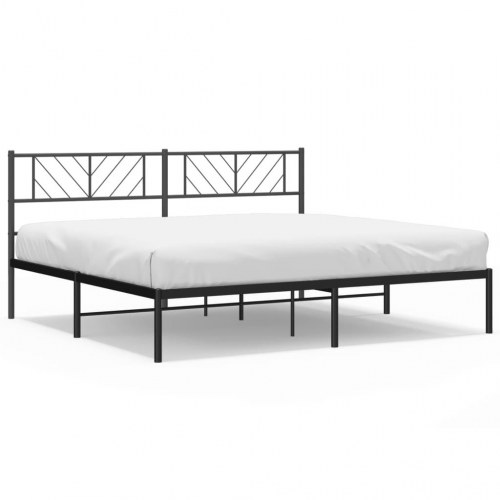 Sengeramme med sengegavl 193×203 cm - metal, sort