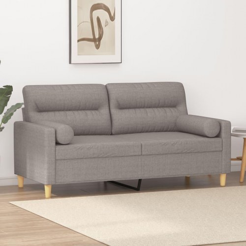 2-personers sofa med pyntepuder 140 cm - stof, gråbrun