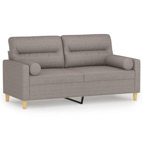 2-personers sofa med pyntepuder 140 cm - stof, gråbrun