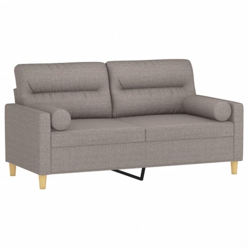 2-personers sofa med pyntepuder 140 cm - stof, gråbrun