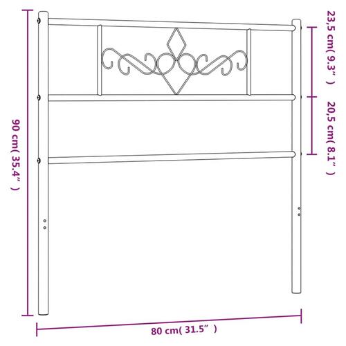 Sengegavl 75 cm metal hvid