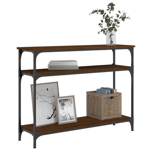 Konsolbord 100x29x75 cm konstrueret træ brun egetræ