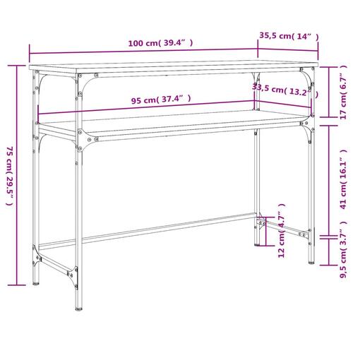 Konsolbord 100x35,5x75 cm konstrueret træ sort