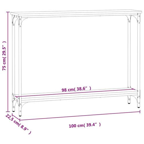 Konsolbord 100x22,5x75 cm konstrueret træ grå sonoma-eg