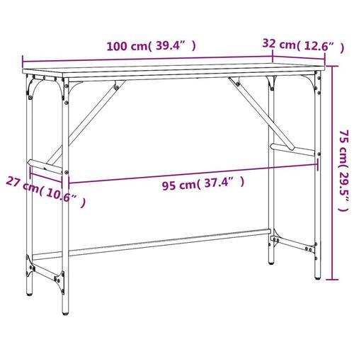 Konsolbord 100x32x75 cm konstrueret træ grå sonoma-eg