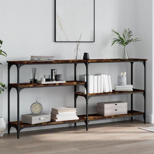 Konsolbord 160x29x75 cm konstrueret træ røget egetræsfarve
