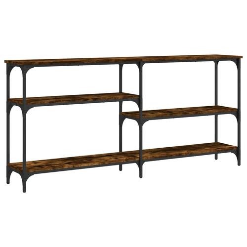 Konsolbord 160x29x75 cm konstrueret træ røget egetræsfarve