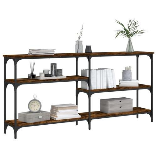Konsolbord 160x29x75 cm konstrueret træ røget egetræsfarve