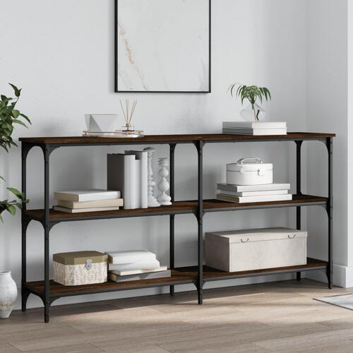 Konsolbord 150x29x75 cm konstrueret træ brun egetræ