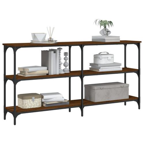 Konsolbord 150x29x75 cm konstrueret træ brun egetræ