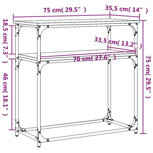 Konsolbord 75x35,5x75 cm konstrueret træ sort