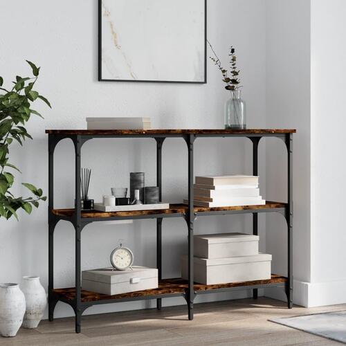 Konsolbord 100x29x75 cm konstrueret træ røget egetræsfarve