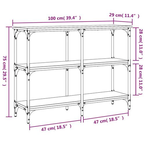 Konsolbord 100x29x75 cm konstrueret træ røget egetræsfarve