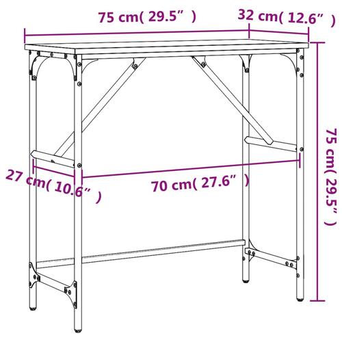 Konsolbord 75x32x75 cm konstrueret træ brun egetræsfarve