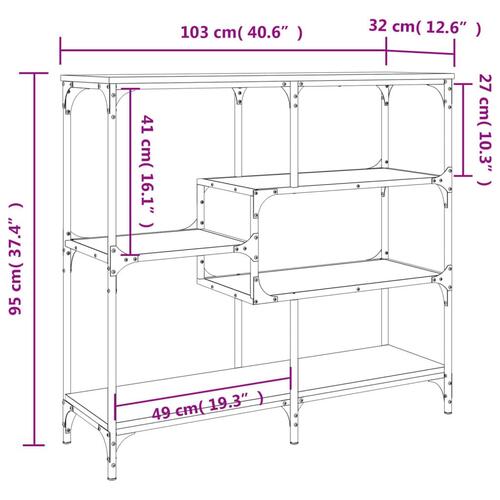 Konsolbord 103x32x95 cm konstrueret træ sort