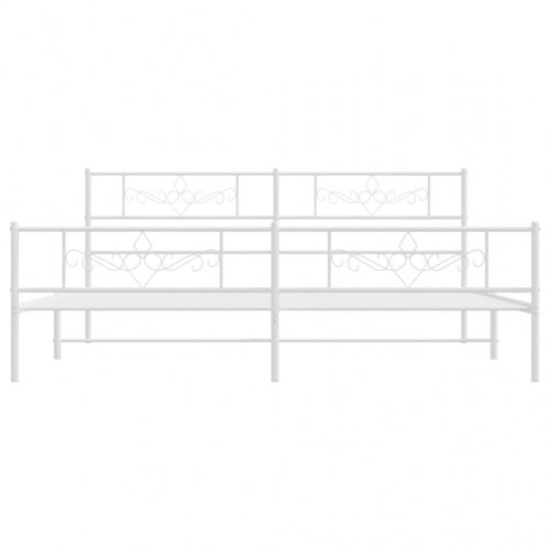Sengeramme i metal med gavl og fodgærde 193 × 203 cm - hvid