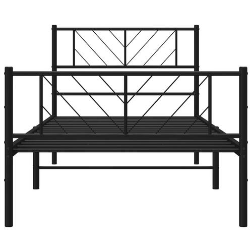 Sengeramme med sengegavl og fodgærde 75x190 cm metal sort