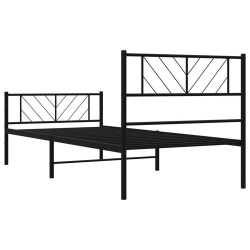 Sengeramme med sengegavl og fodgærde 75x190 cm metal sort