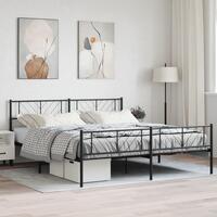 Sengeramme med sengegavl og fodgærde 193x203 cm metal sort
