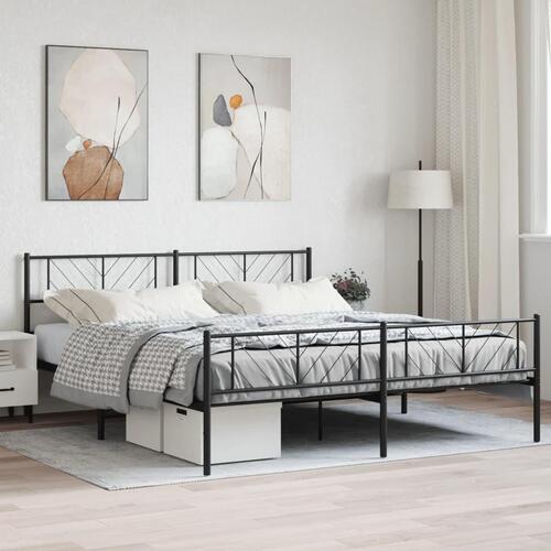Sengeramme med sengegavl og fodgærde 193x203 cm metal sort