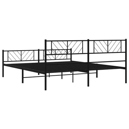 Sengeramme med sengegavl og fodgærde 193x203 cm metal sort