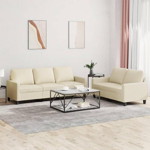 2 personers sofa med hynder kunstlæder Cremefarvet