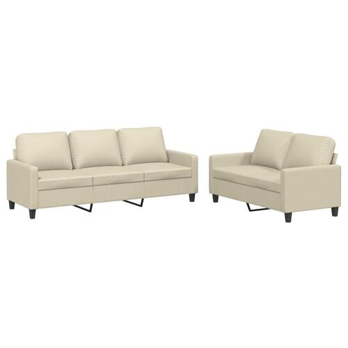 2 personers sofa med hynder kunstlæder Cremefarvet