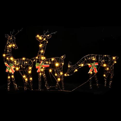 Juledekoration rensdyrfamilie rattan 90 LED'er varm hvid