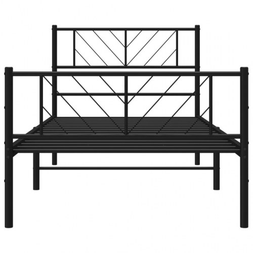 Sengeramme med sengegavl og fodgærde 100×190 cm - metal, sort