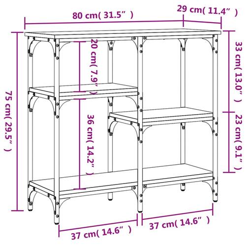 Konsolbord 80x29x75 cm konstrueret træ brun egetræ