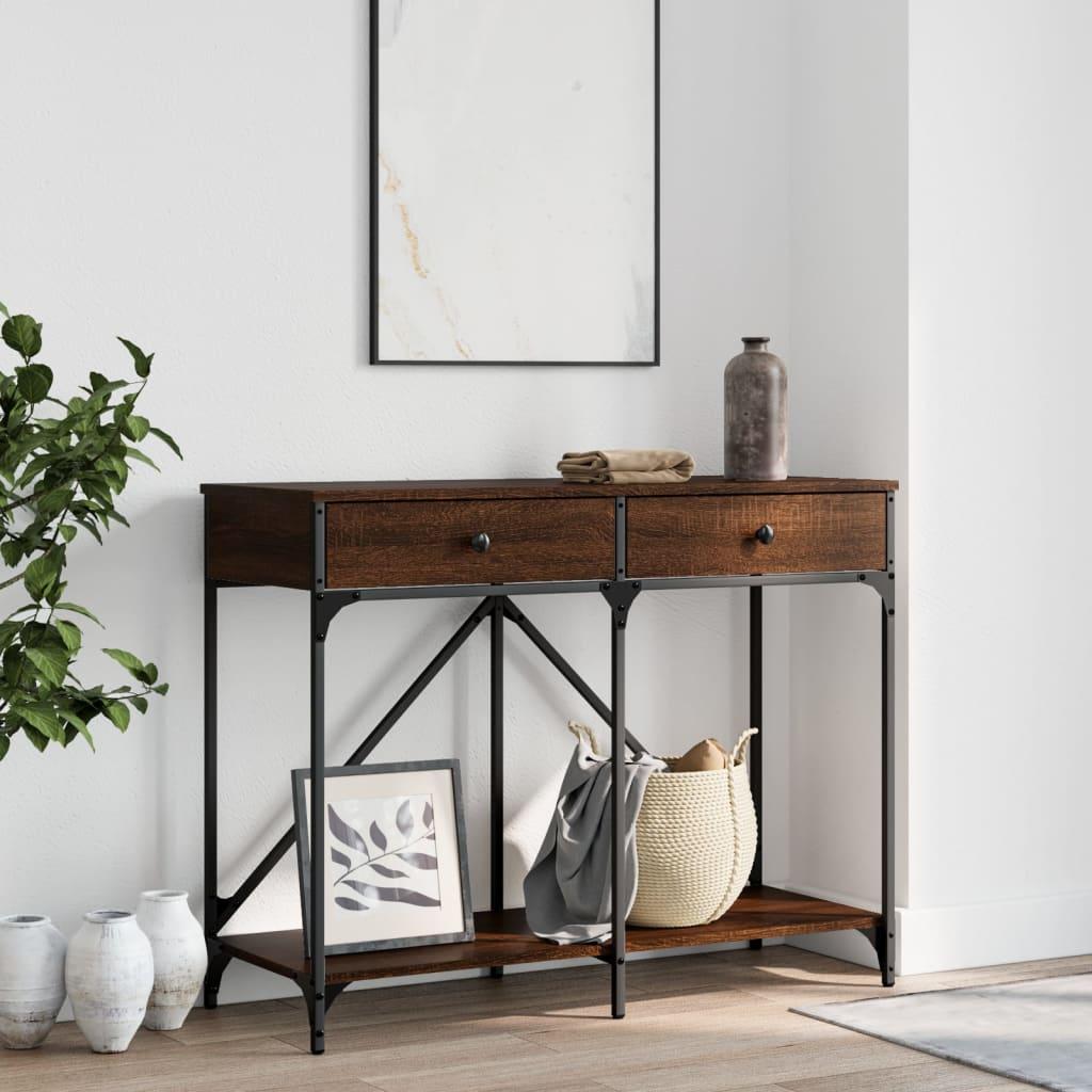 Konsolbord 100x39x78,5 cm konstrueret træ brun egetræsfarve