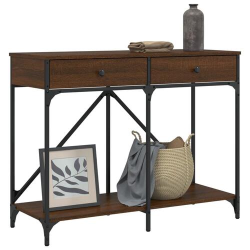 Konsolbord 100x39x78,5 cm konstrueret træ brun egetræsfarve
