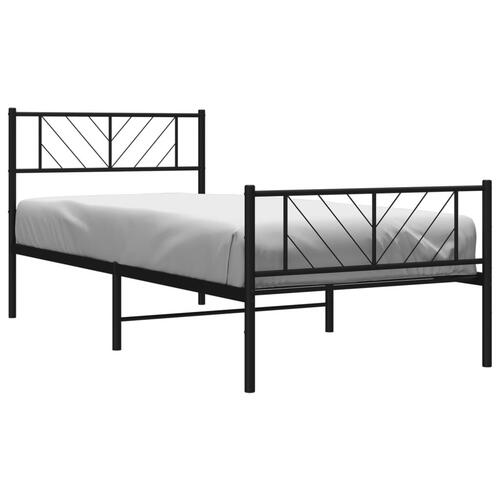 Sengeramme med sengegavl og fodgærde 107x203 cm metal sort