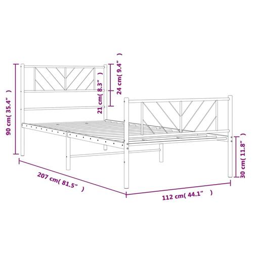 Sengeramme med sengegavl og fodgærde 107x203 cm metal sort