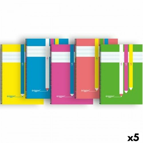 Eriggan notesbog - spiral, 80 ark, 21,5 × 31,5 cm (5 stk.), multifarvet