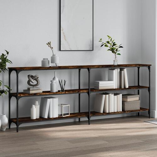 Konsolbord 200x29x75 cm konstrueret træ røget egetræsfarve