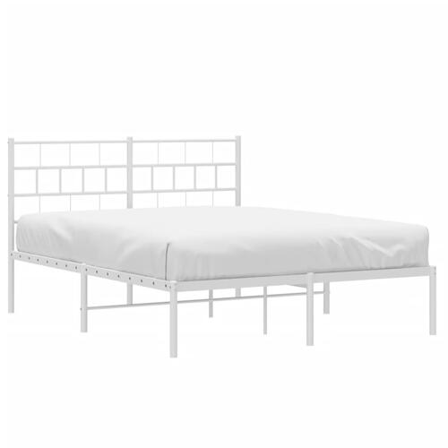 Sengeramme med sengegavl 150x200 cm metal hvid