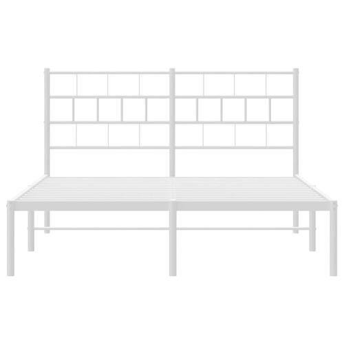 Sengeramme med sengegavl 150x200 cm metal hvid