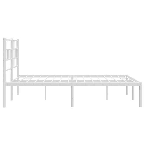 Sengeramme med sengegavl 150x200 cm metal hvid