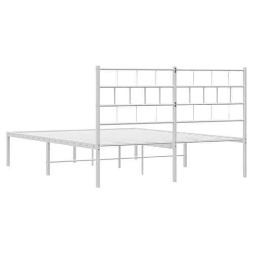 Sengeramme med sengegavl 150x200 cm metal hvid