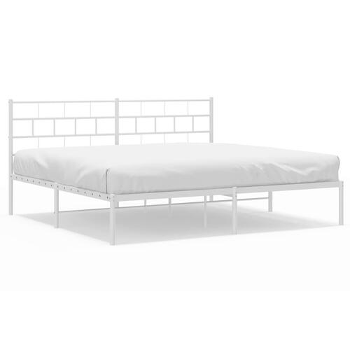 Sengeramme med sengegavl 180x200 cm metal hvid