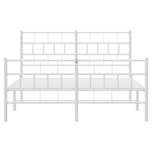 Sengeramme med sengegavl og fodgærde 135x190 cm metal hvid