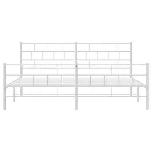 Sengeramme med sengegavl og fodgærde 200x200 cm metal hvid