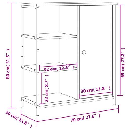 Skab 70x30x80 cm konstrueret træ brun egetræsfarve